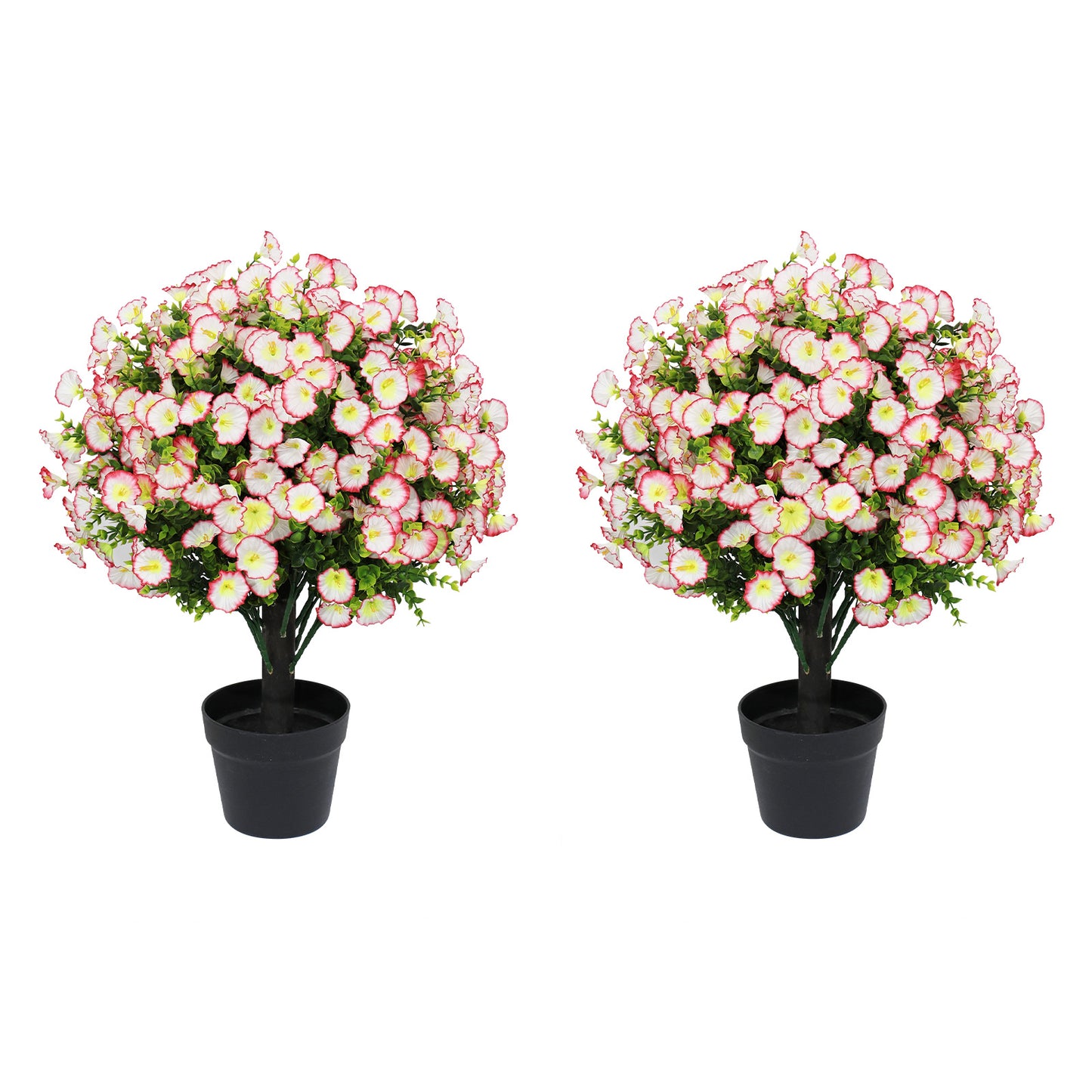 poetree 24" Artificial Morning Glory Plant in Black Pot – Faux Potted Petunia Flower for Spring Home Décor, Indoor/Outdoor Decorative Greenery