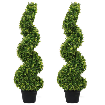 THE BLOOM TIMES 3 ft. Artificial Boxwood Outdoor Topiary Spiral Tree Potted Plants.