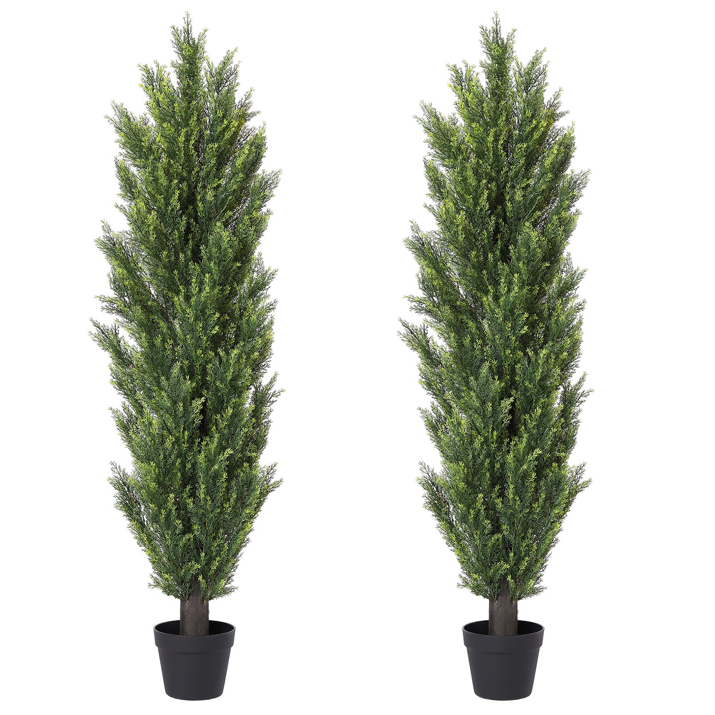 poetree 3/4/5/6ft Faux Cedar Tree Topiary in Pot，Set of 2，Fake Tree for Home Outdoor/Indoor Decor