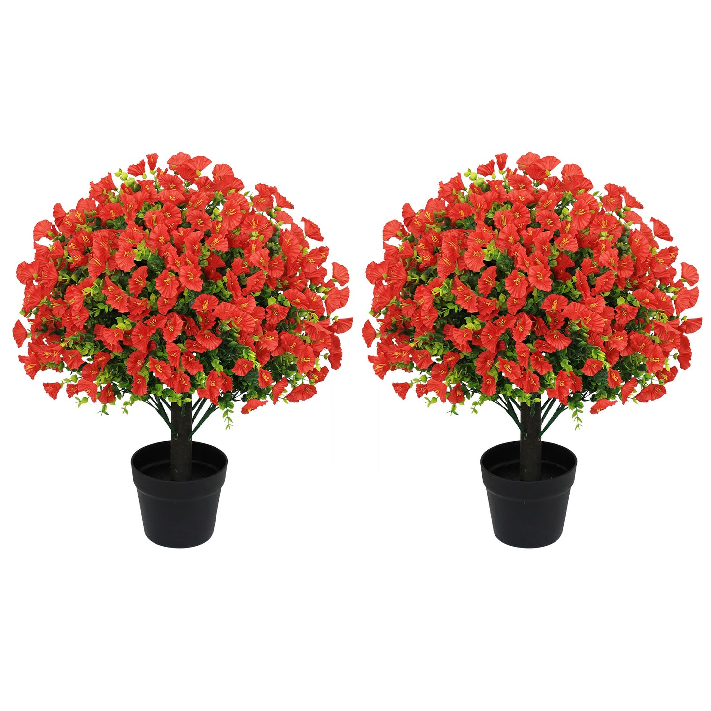 poetree 24" Artificial Morning Glory Plant in Black Pot – Faux Potted Petunia Flower for Spring Home Décor, Indoor/Outdoor Decorative Greenery