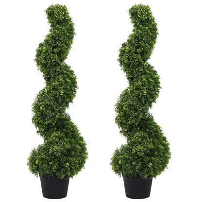 THE BLOOM TIMES 3 ft. Artificial Boxwood Outdoor Topiary Spiral Tree Potted Plants.