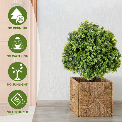 THE BLOOM TIMES 2ft Artificial Boxwood Topiary Ball,Faux Tree in Pot,2 Pack,for Indoor/Outdoor