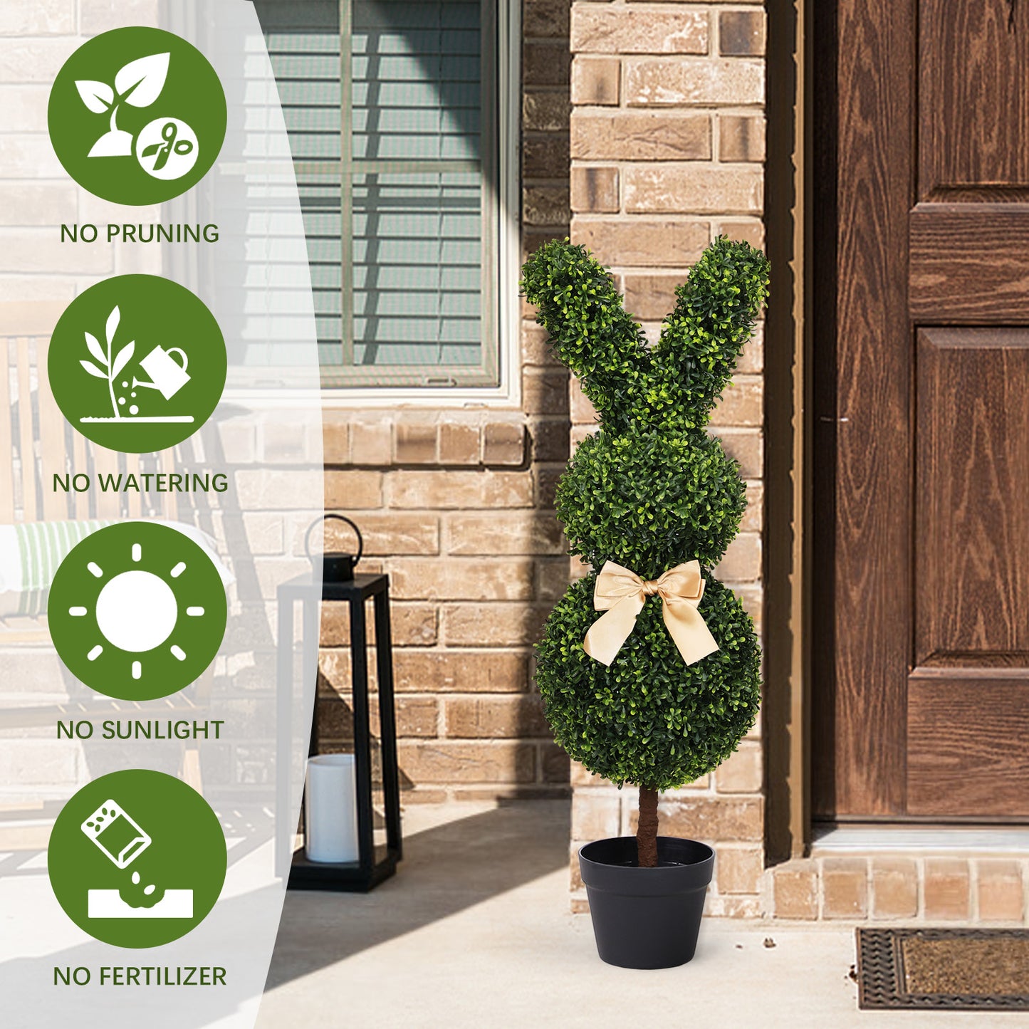 poetree 36'' Artificial Bunny Topiary Tree in Pot,Faux Rabbit Boxwood for Indoor/Outdoor Spring & Easter Decor, Set of 2
