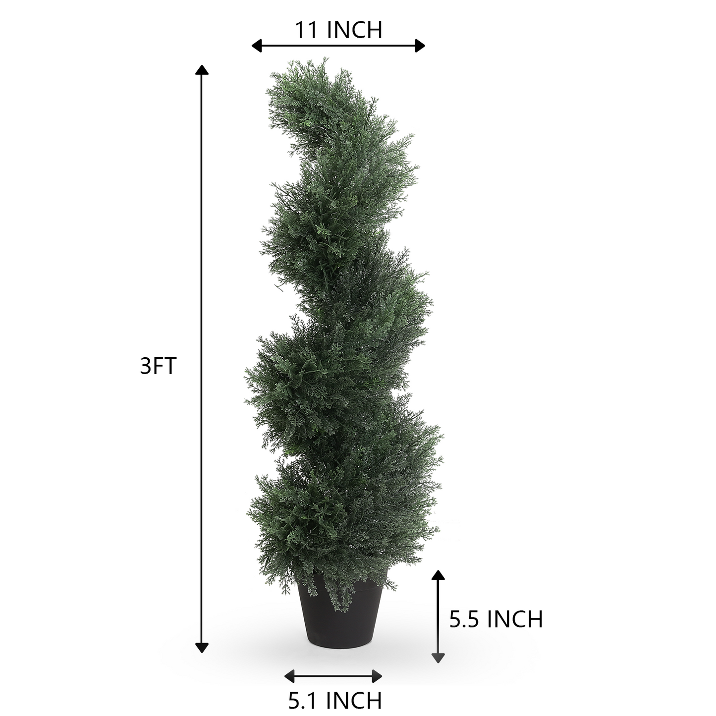 3ft/4ft Artificial Spiral Topiary Trees Set of 2,Faux Cedar Trees for Outdoor Planters