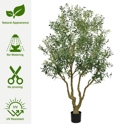 THE BLOOM TIMES 8ft Artificial Olive Tree in Pot – Large Faux Potted Olive Plant , Tall Indoor Floor Tree for Home Décor