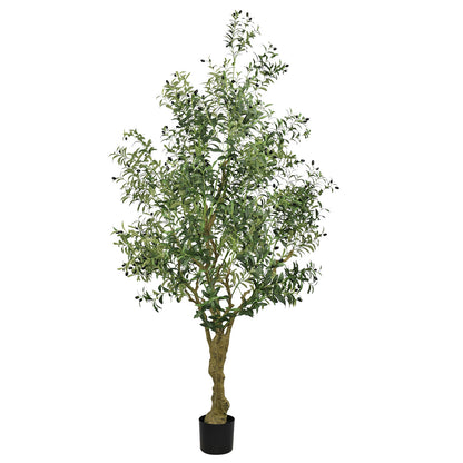 THE BLOOM TIMES 8ft Artificial Olive Tree in Pot – Large Faux Potted Olive Plant , Tall Indoor Floor Tree for Home Décor