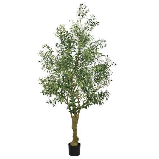 poetree 8ft Artificial Olive Tree in Pot – Large Faux Potted Olive Plant , Tall Indoor Floor Tree for Home Décor