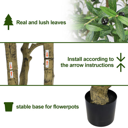 THE BLOOM TIMES 8ft Artificial Olive Tree in Pot – Large Faux Potted Olive Plant , Tall Indoor Floor Tree for Home Décor